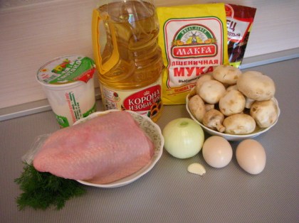 Ингредиенты дляприготовления  куриных котлет с грибами