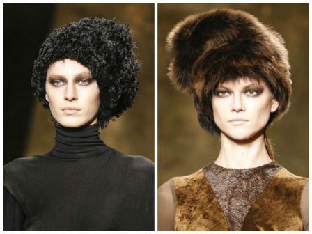 Donna Karan - две модные меховые шапки папахи