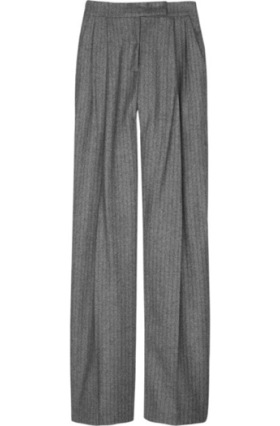 Широкие серые брюки с рисунком в елочку