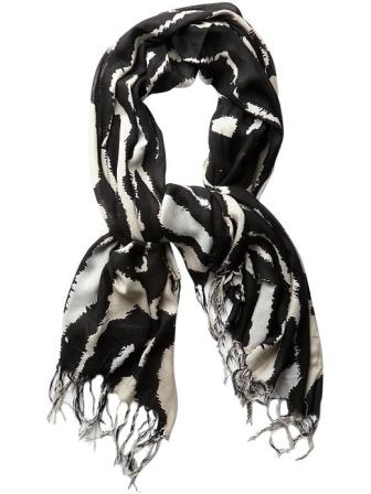 Двуцветный черно-белый шарф